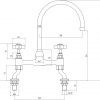Keukenmengkraan-met-kruisgreep-WB1883-afmetingen